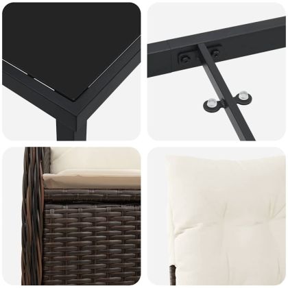 Комплект за хранене в градината 5 pcs Кафяво полиратан