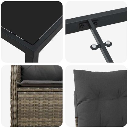 Комплект за хранене в градината 5 pcs Сив полиратан