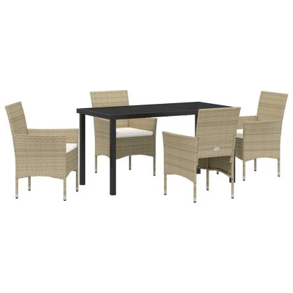 Комплект за хранене в градината 5 pcs Бежово полиратан