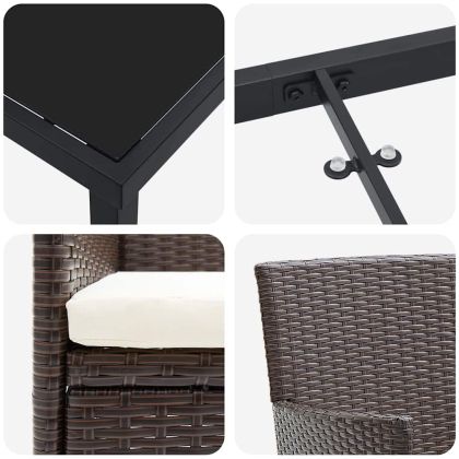 Комплект за хранене в градината 5 pcs Кафяво полиратан