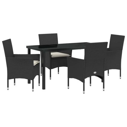 Комплект за хранене в градината 5 pcs Черно полиратан