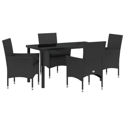Комплект за хранене в градината 5 pcs Черно полиратан