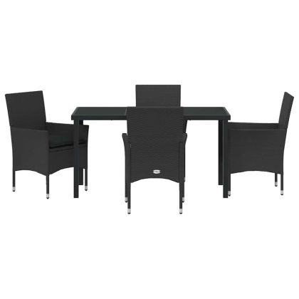 Комплект за хранене в градината 5 pcs Черно полиратан
