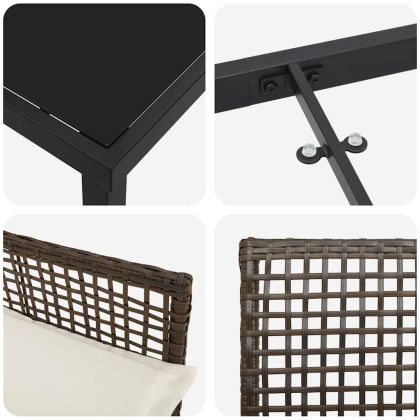 Комплект за хранене в градината 5 pcs Кафяво полиратан