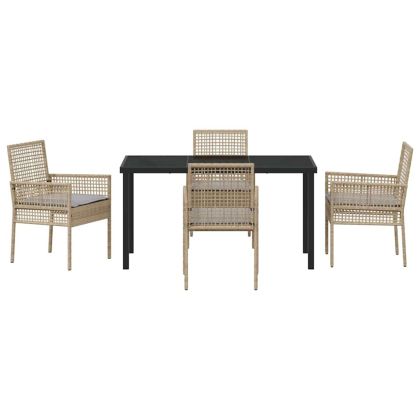 Комплект за хранене в градината 5 pcs Бежово полиратан