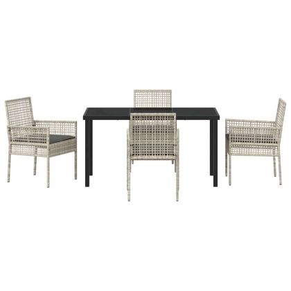 Комплект за хранене в градината 5 pcs Светлосиво полиратан