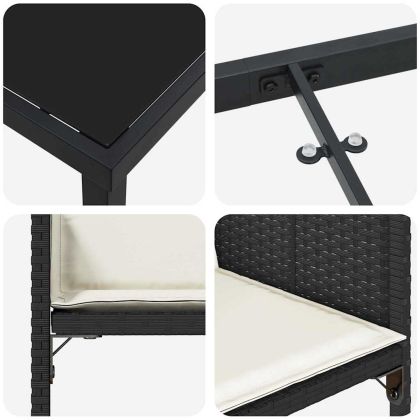 Комплект за хранене в градината 5 pcs Черно полиратан