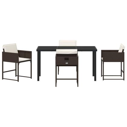 Комплект за хранене в градината 5 pcs Кафяво полиратан