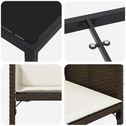 Комплект за хранене в градината 5 pcs Кафяво полиратан