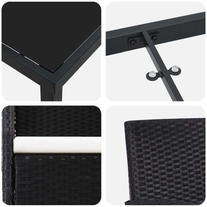 Комплект за хранене в градината 5 pcs Черно полиратан