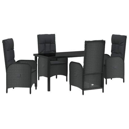 Комплект за хранене в градината 5 pcs Черно полиратан
