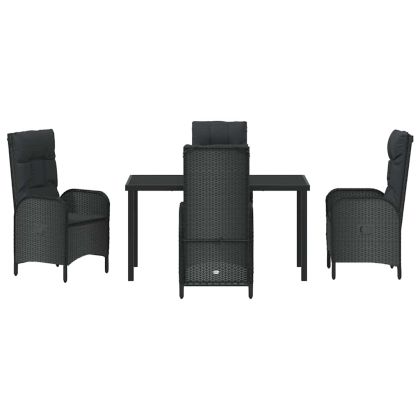 Комплект за хранене в градината 5 pcs Черно полиратан