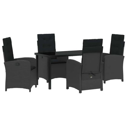 Комплект за хранене в градината 5 pcs Черно полиратан
