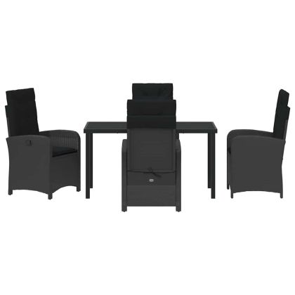 Комплект за хранене в градината 5 pcs Черно полиратан