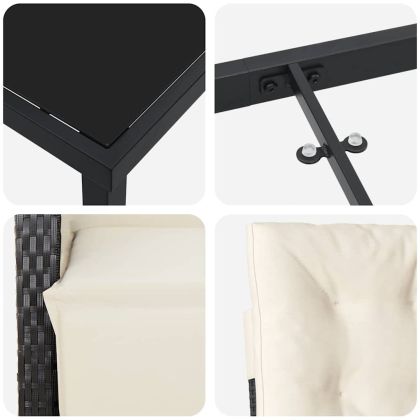 Комплект за хранене в градината 5 pcs Черно полиратан