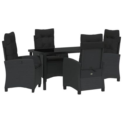 Комплект за хранене в градината 5 pcs Черно полиратан