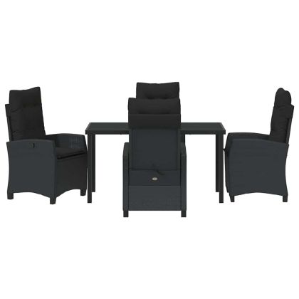 Комплект за хранене в градината 5 pcs Черно полиратан