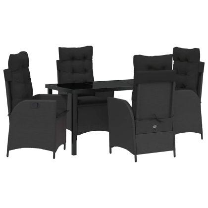 Комплект за хранене в градината 5 pcs Черно полиратан