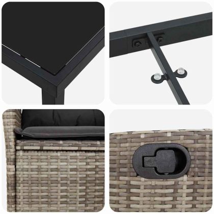 Комплект за хранене в градината 5 pcs Сив полиратан