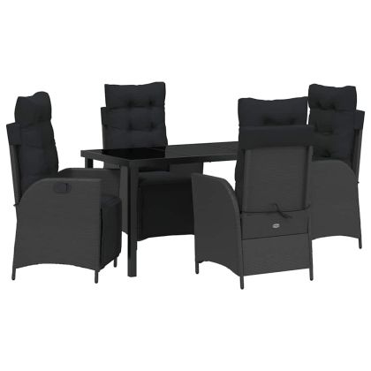 Комплект за хранене в градината 5 pcs Черно полиратан