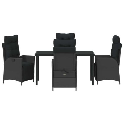 Комплект за хранене в градината 5 pcs Черно полиратан