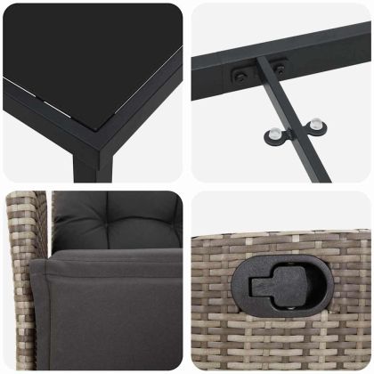 Комплект за хранене в градината 5 pcs Сив полиратан