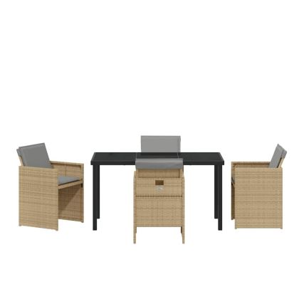 Комплект за хранене в градината 5 pcs Бежово полиратан