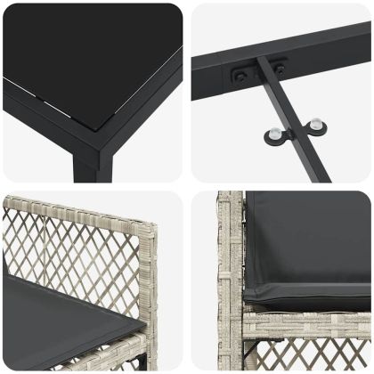 Комплект за хранене в градината 5 pcs Светлосиво полиратан