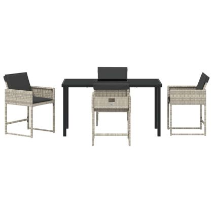 Комплект за хранене в градината 5 pcs Светлосиво полиратан