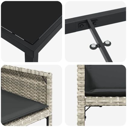 Комплект за хранене в градината 5 pcs Светлосиво полиратан