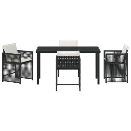 Комплект за хранене в градината 5 pcs Черно полиратан