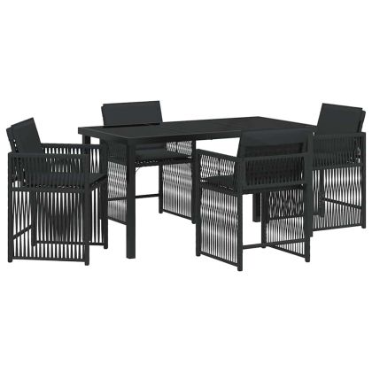 Комплект за хранене в градината 5 pcs Черно полиратан