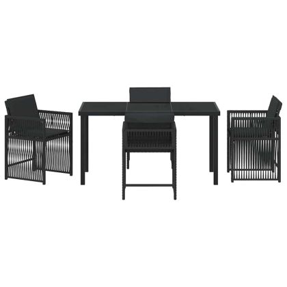 Комплект за хранене в градината 5 pcs Черно полиратан