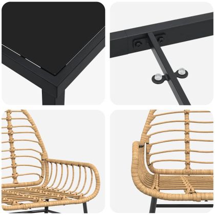 Комплект за хранене в градината 5 pcs Кафяво полиратан