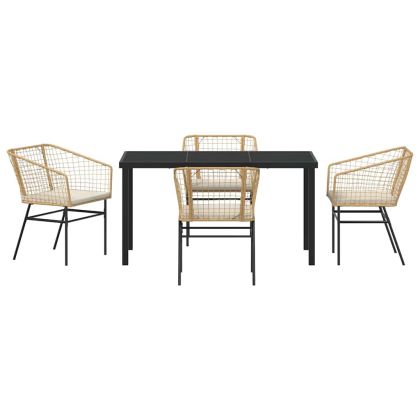 Комплект за хранене в градината 5 pcs Кафяво полиратан