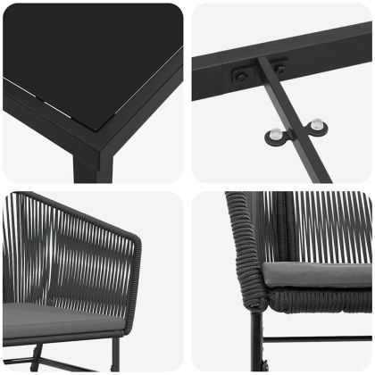 Комплект за хранене в градината с възглавница 5 pcs Черно