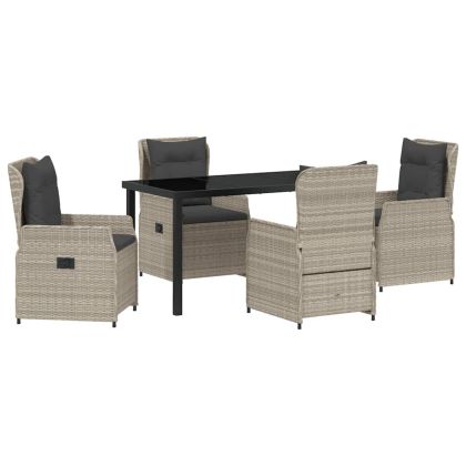 Комплект за хранене в градината 5 pcs Светлосиво полиратан