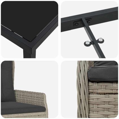 Комплект за хранене в градината 5 pcs Светлосиво полиратан