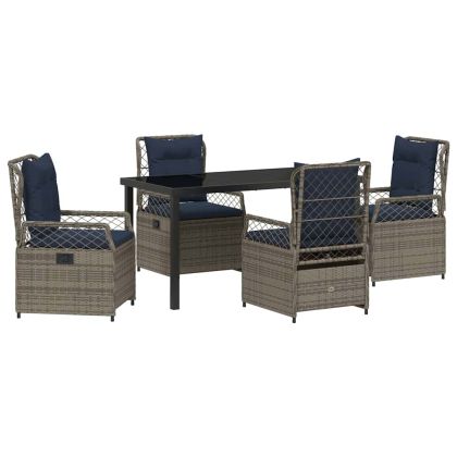 Комплект за хранене в градината 5 pcs Сив полиратан