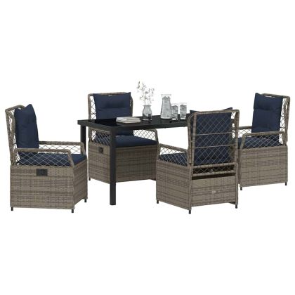 Комплект за хранене в градината 5 pcs Сив полиратан