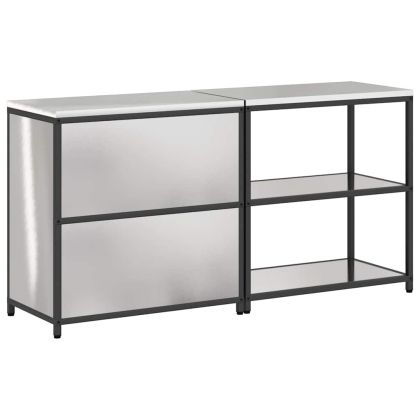 Комплект за кухненско съхранение с рафт с врата 2 pcs Сребрист