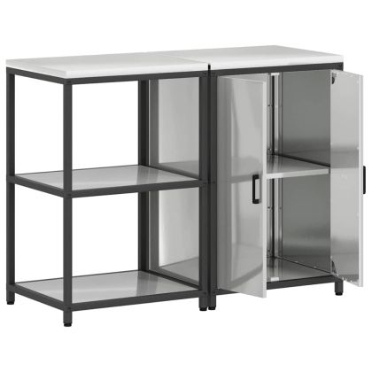 Комплект за кухненско съхранение с рафт с врата 2 pcs Сребрист