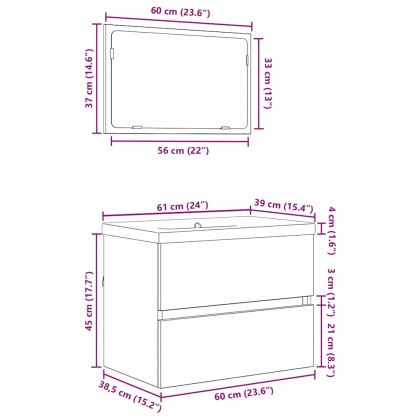 Комплект мебели за баня с чекмедже 3 pcs Дъб Инженерно дърво