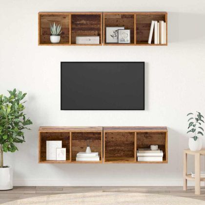 Комплект ТВ шкаф 4 pcs Старо дърво 37 x 37 x 72 см