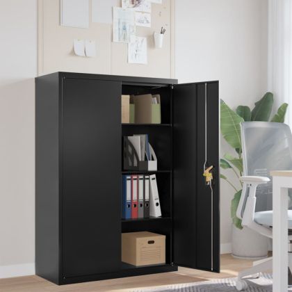 Шкаф за папки черен 90x40x140 см стомана
