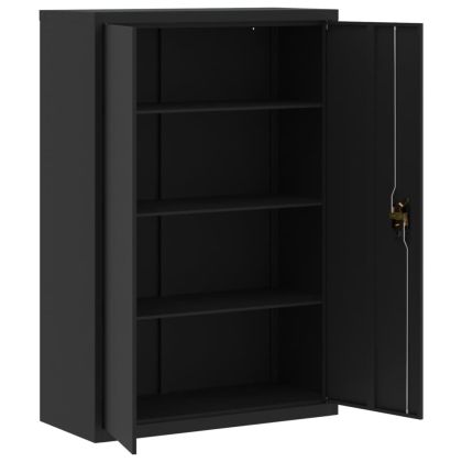 Шкаф за папки черен 90x40x140 см стомана