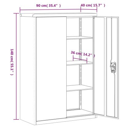 Шкаф за папки антрацит 90x40x140 см стомана