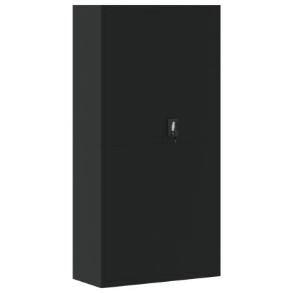 Шкаф за папки черен 90x40x180 см стомана
