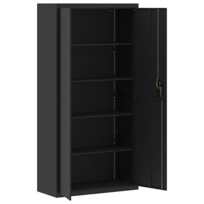 Шкаф за папки черен 90x40x180 см стомана