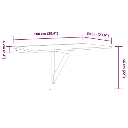 Сгъваема стенна маса опушен дъб 100x60x56 см инженерно дърво